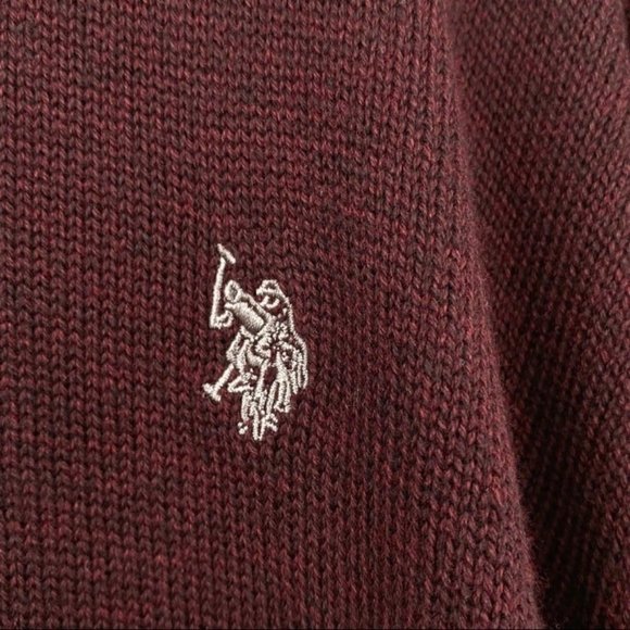 U.S. Polo Assn. Sweater 1/4 Zip Mock Neck Cotton Blend Merlot Sz 2XL NWT - Picture 4 of 9